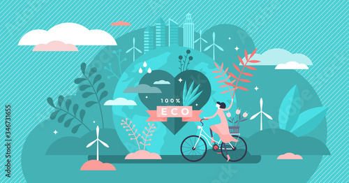 Eco friendly, tiny person concept vector illustration