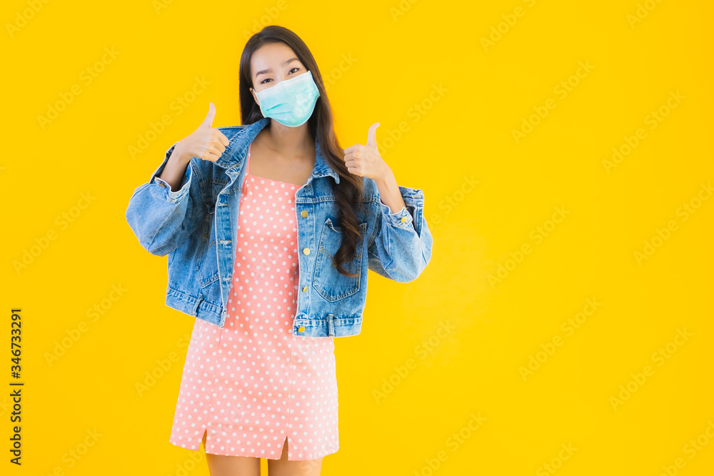 Portrait beautiful young asian woman wear mask for protect coronavirus or covid19 Portrait beautiful young asian woman wear mask for protect coronavirus or covid19