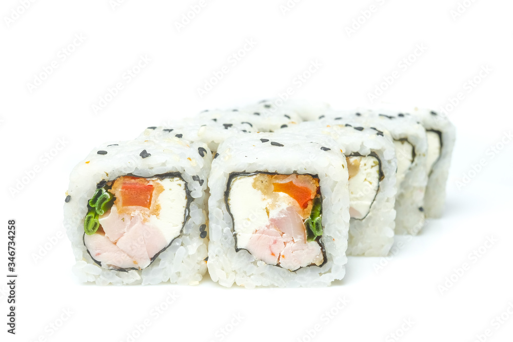 sushi and rolls on a white background food sushi and rolls on a white background food