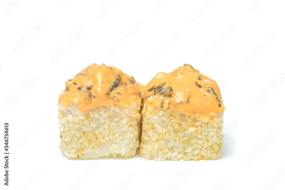 sushi and rolls on a white background food sushi and rolls on a white background food