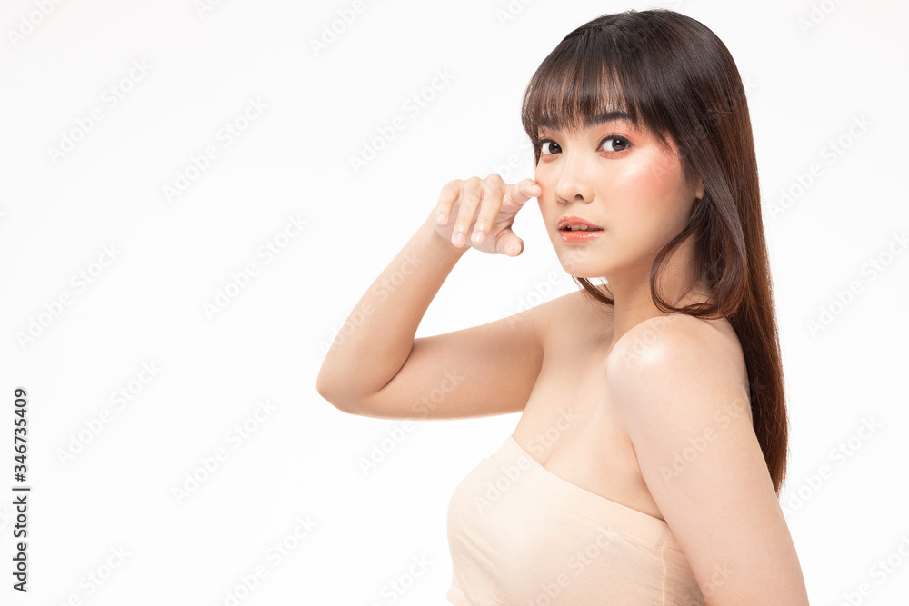 Beauty asian women portrait face with natural skin and skin care healthy hair and skin close up face beauty portrait.Beauty Concept. Beauty asian women portrait face with natural skin and skin care healthy hair and skin close up face beauty portrait.Beauty Concept.