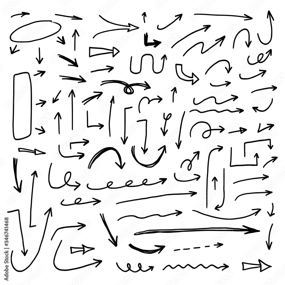 Hand drawn vector doodle arrows set Hand drawn vector doodle arrows set