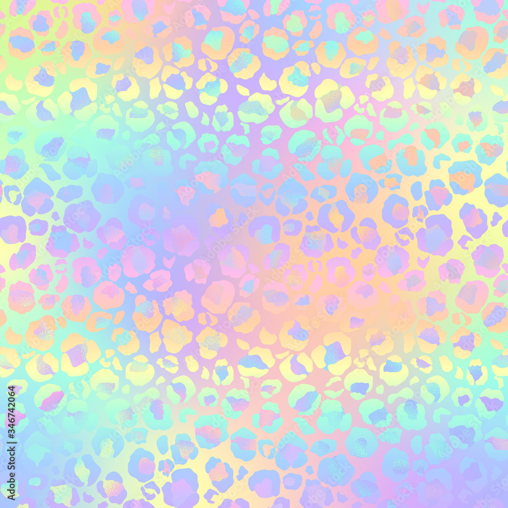Holographic Leopard Print on Gradient Background - Cute holographic leopard spots pattern on bright pastel gradient background Holographic Leopard Print on Gradient Background - Cute holographic leopard spots pattern on bright pastel gradient background
