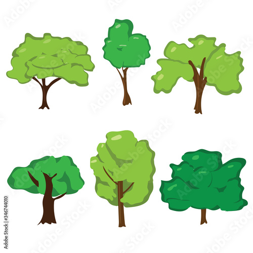Set of trees isolated on the white background.