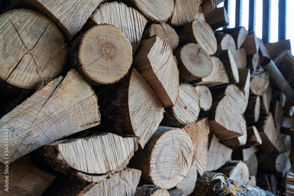 Dry firewood in barn. Dry firewood in barn.
