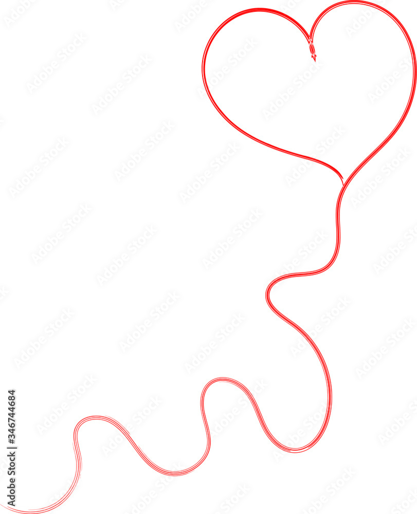 Red heart - outline drawing for an emblem or logo. Template for greeting card for Valentine's Day. Red heart - outline drawing for an emblem or logo. Template for greeting card for Valentine's Day.
