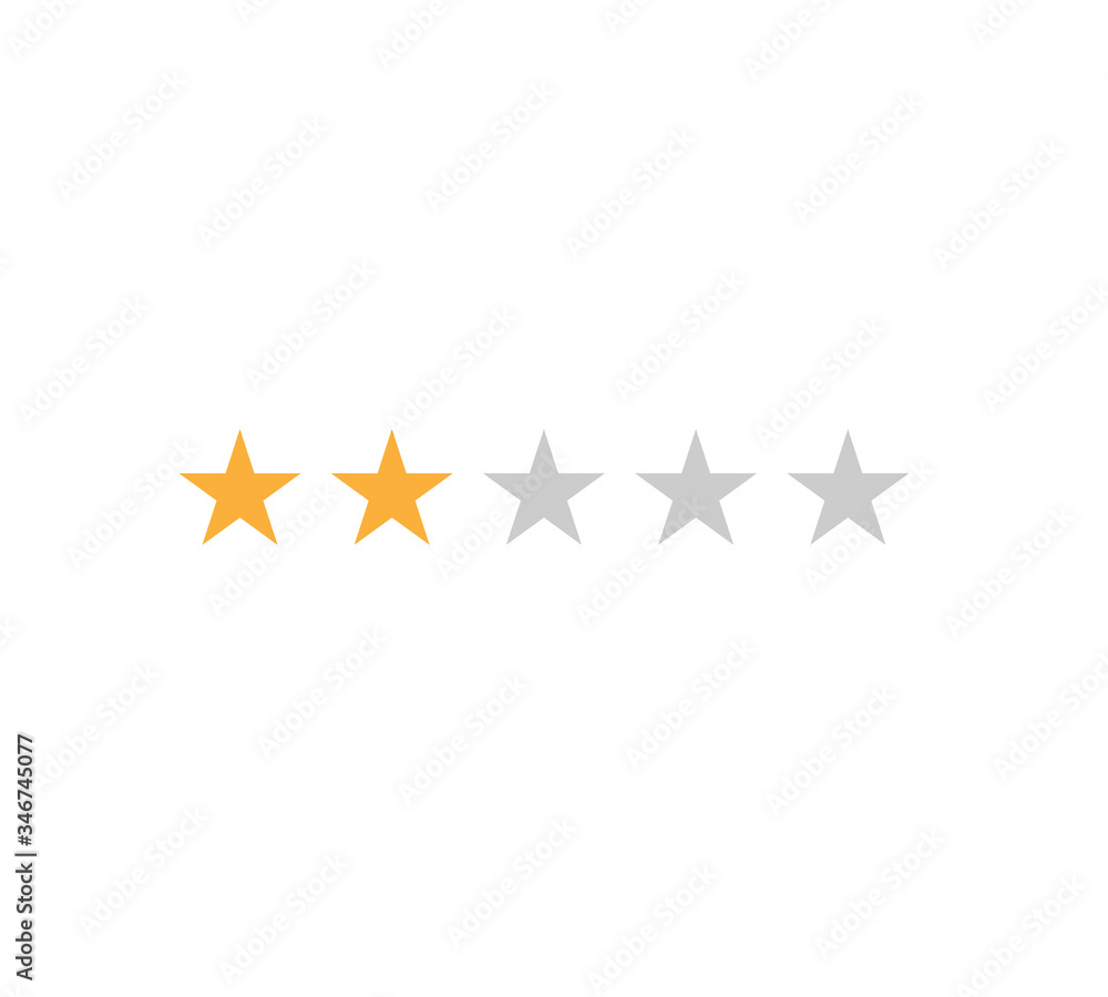 Two stars customer product rating review flat icon for apps and websites. Two stars customer product rating review flat icon for apps and websites.