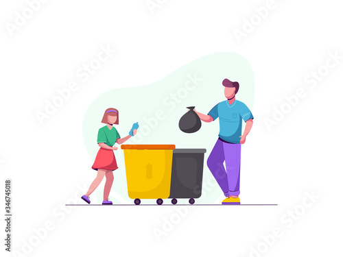 Waste recycling. sorting garbage process. environmental issues