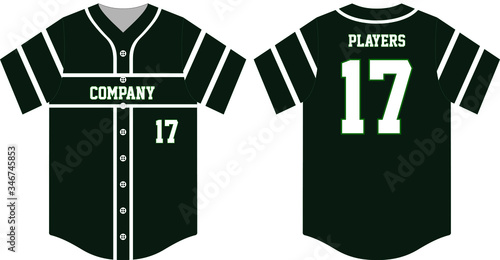 Baseball jersey, sport uniform,  template. Baseball t-shirt mock up. Front and back view baseball uniform