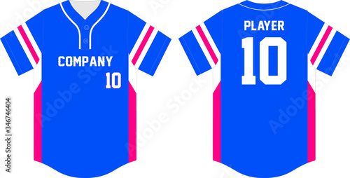 Baseball jersey, sport uniform,  template. Baseball t-shirt mock up. Front and back view baseball uniform