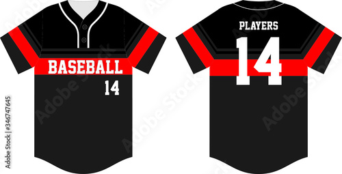 Baseball jersey, sport uniform,  template. Baseball t-shirt mock up. Front and back view baseball uniform