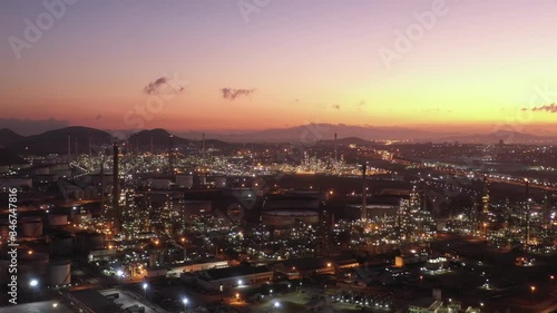Wallpaper Mural Aerial view footage B roll light oil terminal is industrial facility for storage of oil and petrochemical. oil manufacturing products. power electric plant. low light. Footage b roll drone shot 4k. Torontodigital.ca