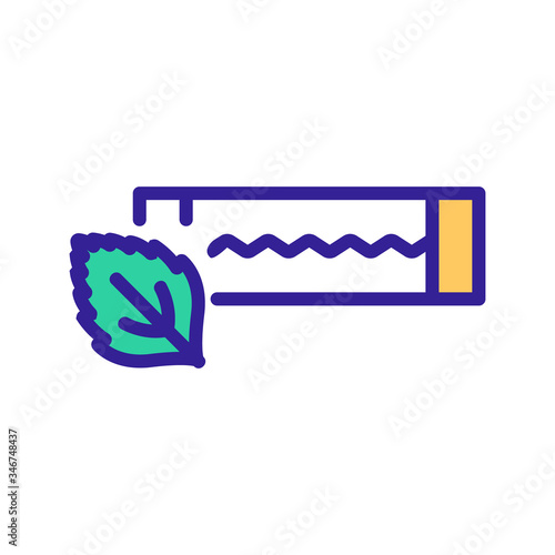chewing gum plate with mint icon vector outline illustration