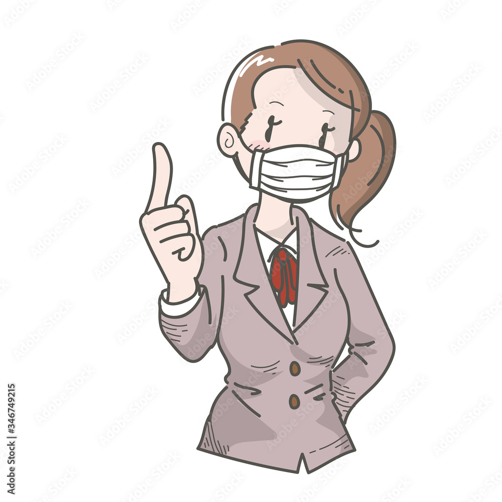 マスクをする女性 マスクをする女性