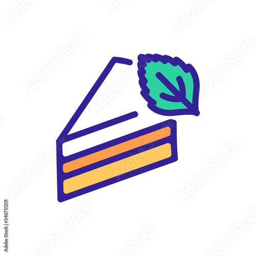 piece of cake with mint icon vector. piece of cake with mint sign. color symbol illustration
