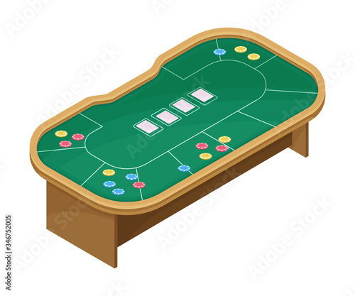 Poker Table or Card Table as Tabletop Game Vector Illustration