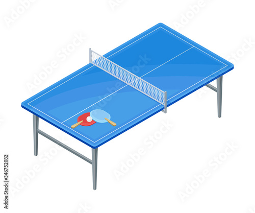 Table for Ping-Pong or Table Tennis as Tabletop Game Vector Illustration