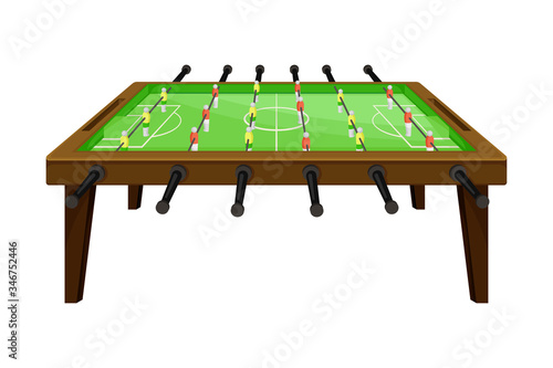 Table for Football or Foosball with Figures as Tabletop Game Vector Illustration