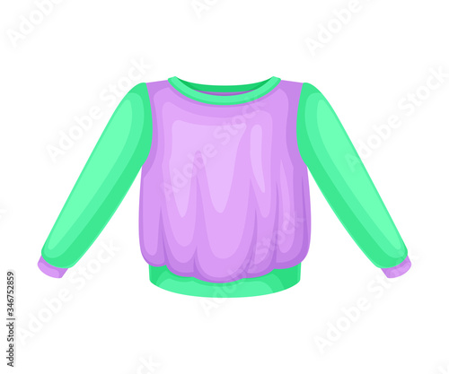 Sweater or Pullover with Long Sleeves as Clothes for Boys Vector Illustration