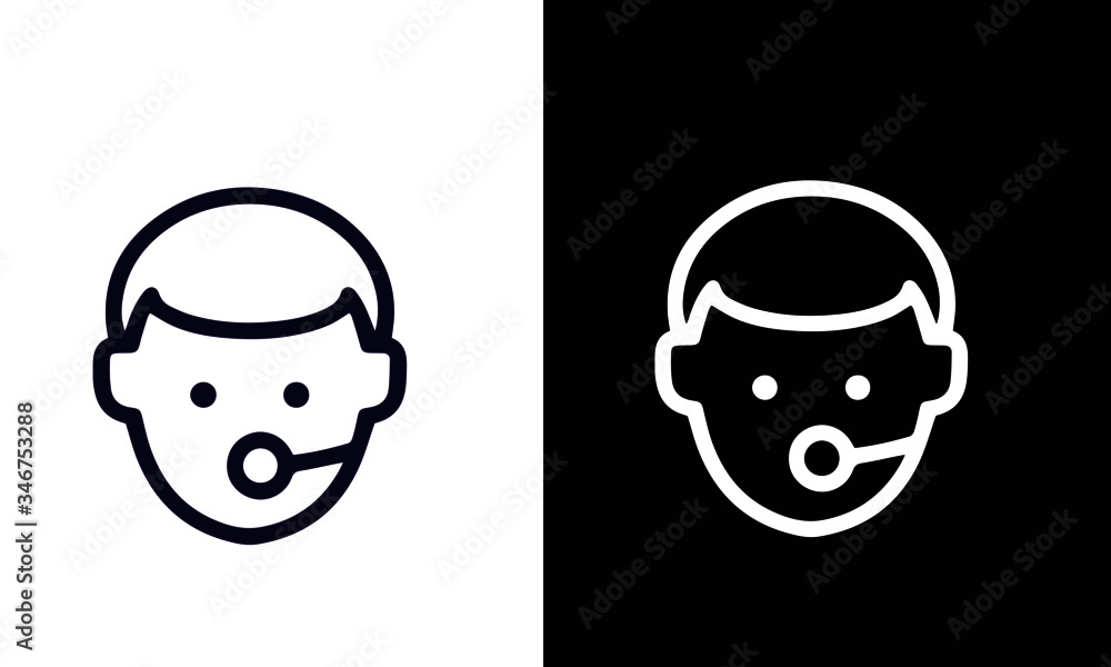 Help and Support Line Icons vector design black and white 