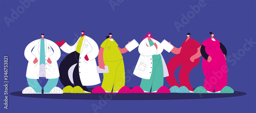 group of doctors , staff and medical team
