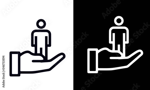 Help and Support Line Icons vector design black and white 