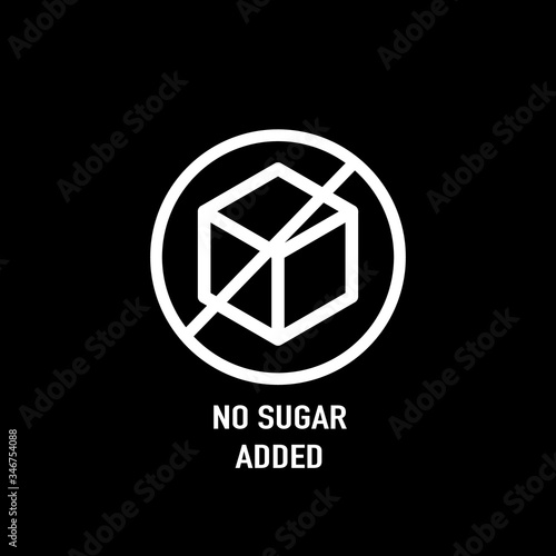 Sugar free label for no sugar added product package icon. Vector black sugar free food symbol