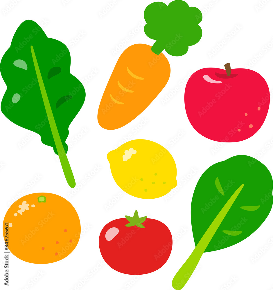 野菜 果物のかわいいイラスト Stock Vector Adobe Stock