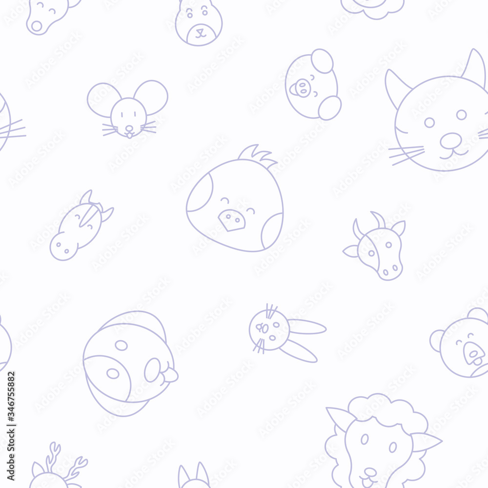 Animal - Vector background (seamless pattern) of pets and wild beast for graphic design