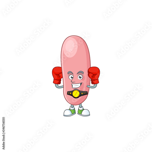 A sporty legionella pneunophilla boxing athlete cartoon mascot design style photo
