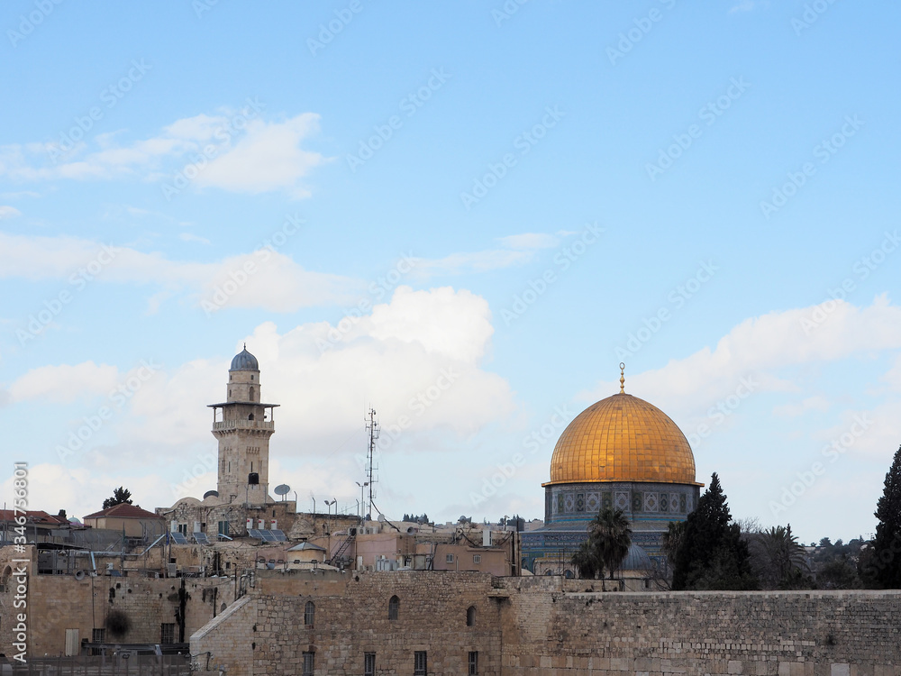 Israel Jerusalem old town Western Wall and  Dome of the Rock
