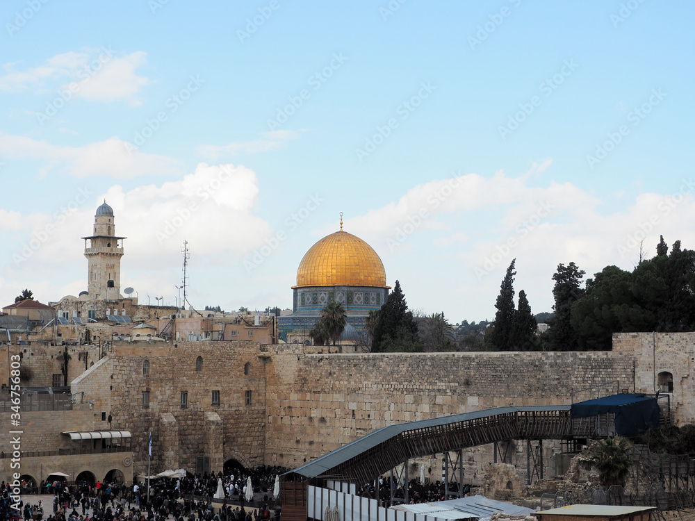 Israel Jerusalem old town Western Wall and  Dome of the Rock