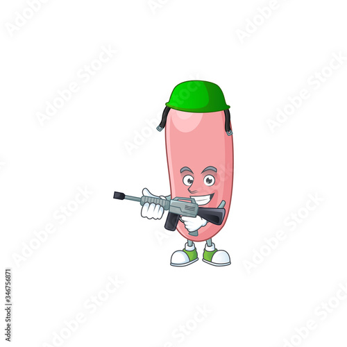 An elegant legionella pneunophilla Army mascot design style using automatic gun photo