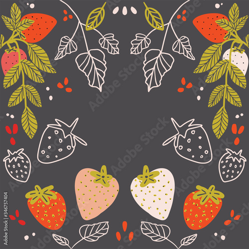 Vector illustration of berries seamless pattern. simple drawn doodle style