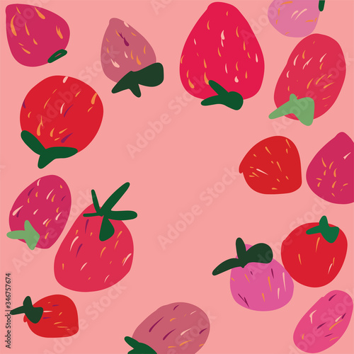 Fototapeta Naklejka Na Ścianę i Meble -  Vector illustration of berries seamless pattern. simple drawn doodle style