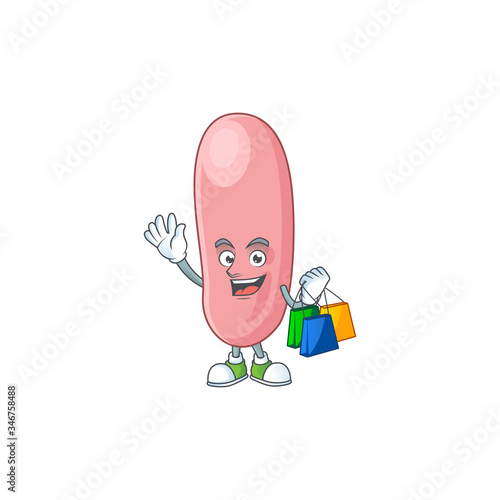 cartoon character concept of rich legionella pneunophilla with shopping bags photo