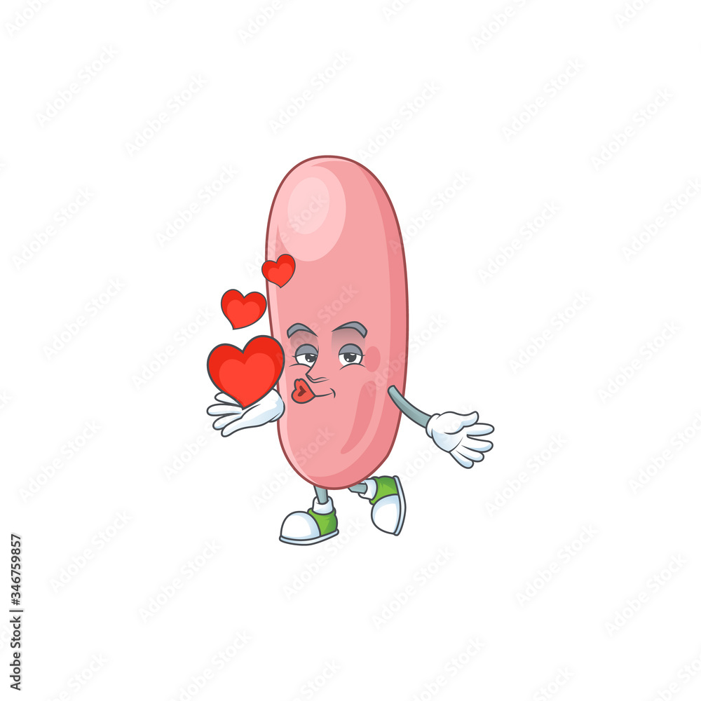 An adorable cartoon design of legionella pneunophilla holding heart An adorable cartoon design of legionella pneunophilla holding heart