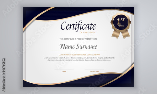 stylish modern elegant certificate of achievement award template design vector illustration