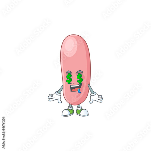 mascot character style of rich legionella pneunophilla with money eyes