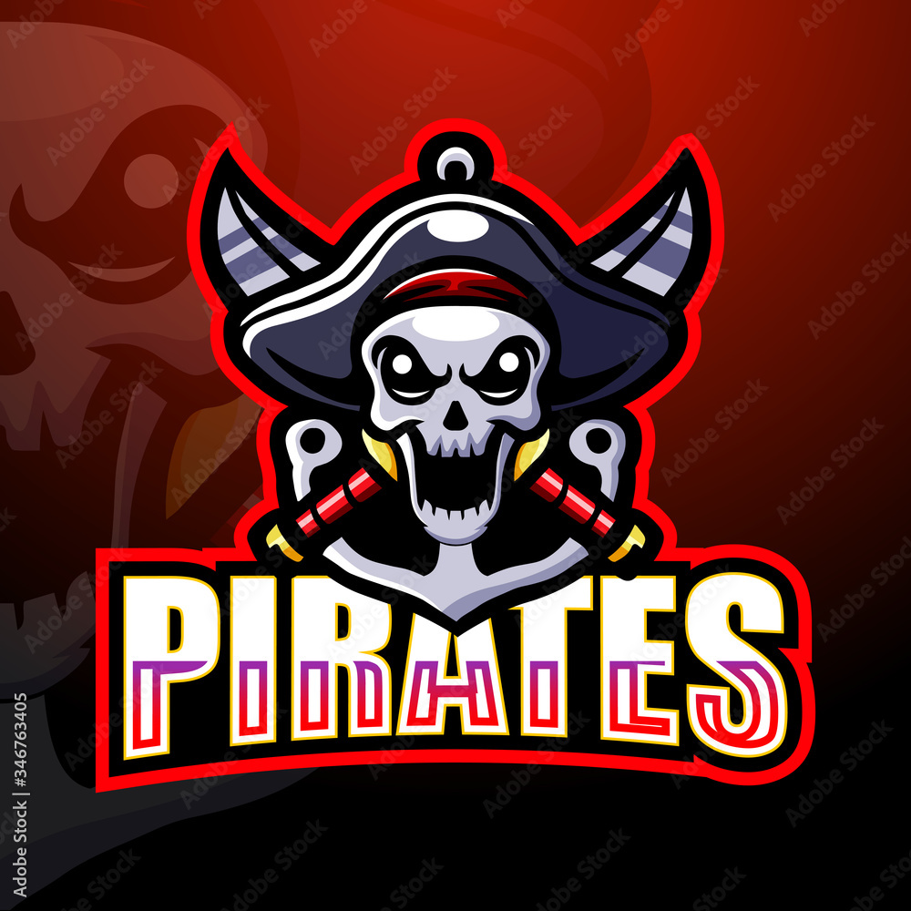 Pirate skull esport mascot logo design