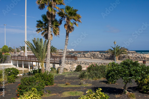 Caleta de Fuste beach promenade, Fuerteventura, Canary Islands, Spain, Europe photo