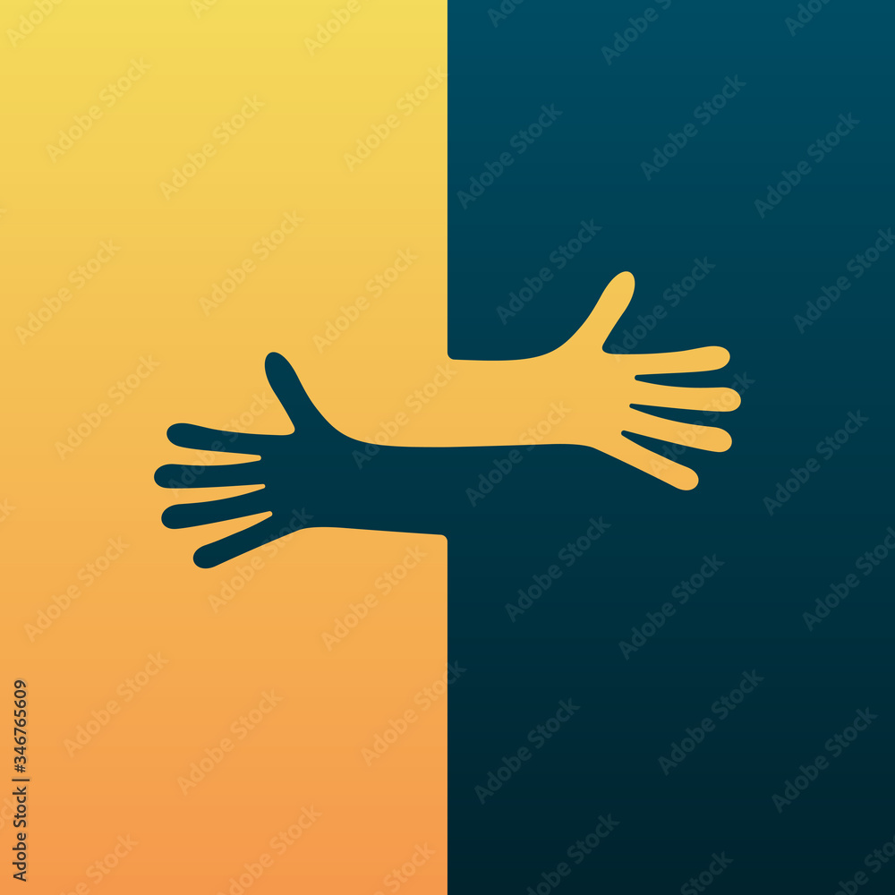 Hugging hands. Arm embrace, relationship hugged hands Hugging hands. Arm embrace, relationship hugged hands