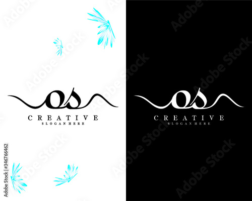 creative script font os, so letter logo design template vector