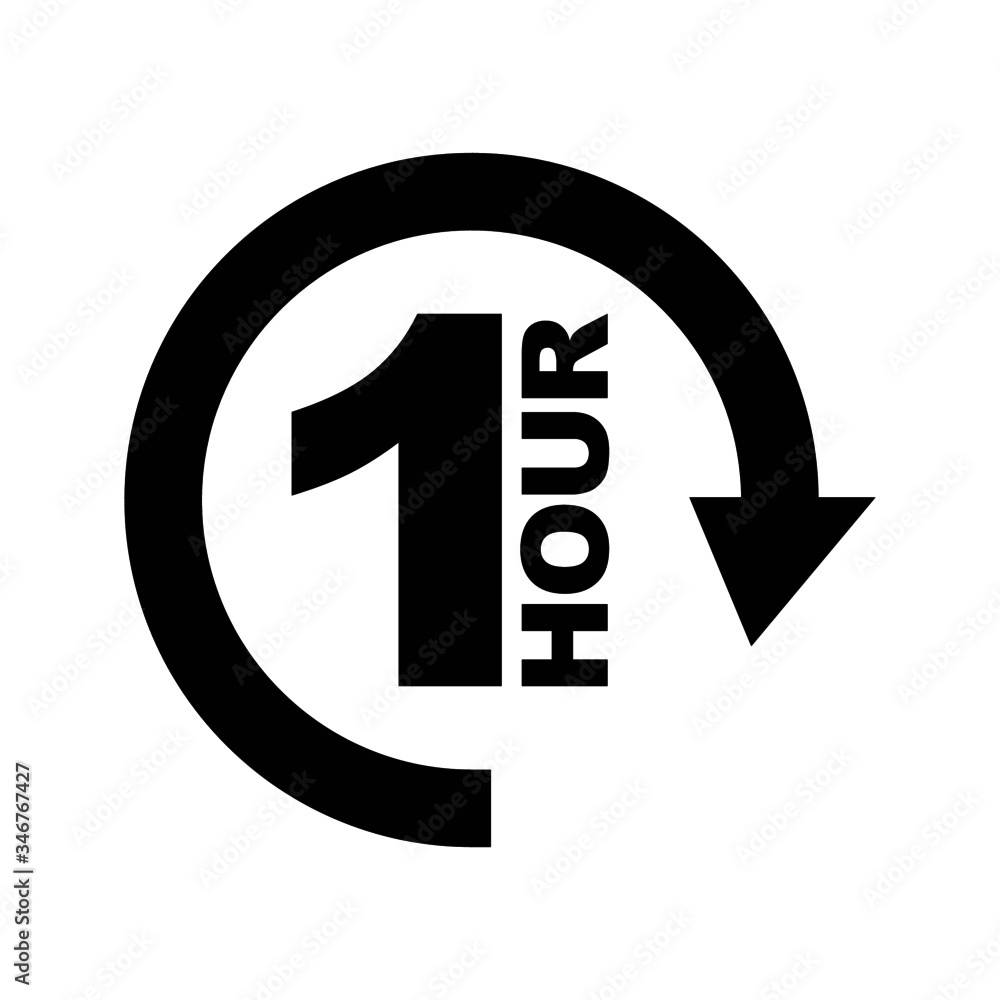 Fototapeta premium One hour waiting arrow icon vector illustration