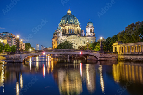 The Cathedral of Berlin with the river Spree at dawn