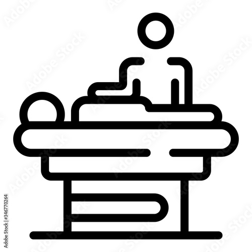 Masseur over a patient icon. Outline masseur over a patient vector icon for web design isolated on white background