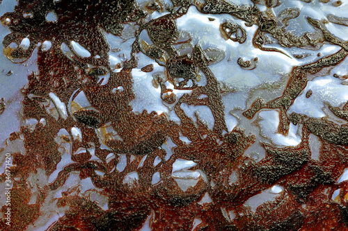 Fotografía artística para el concepto de naturaleza con capas de hielo brillantes en el camino de piedras.