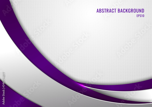 Abstract template purple and gray curve on square pattern white background