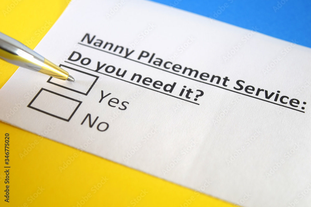 One person is answering question about nanny placement service. One person is answering question about nanny placement service.