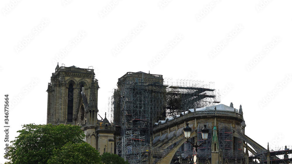 Burned Notre Dame. Paris.

